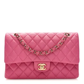 Caviar Quilted Medium Double Flap Pink