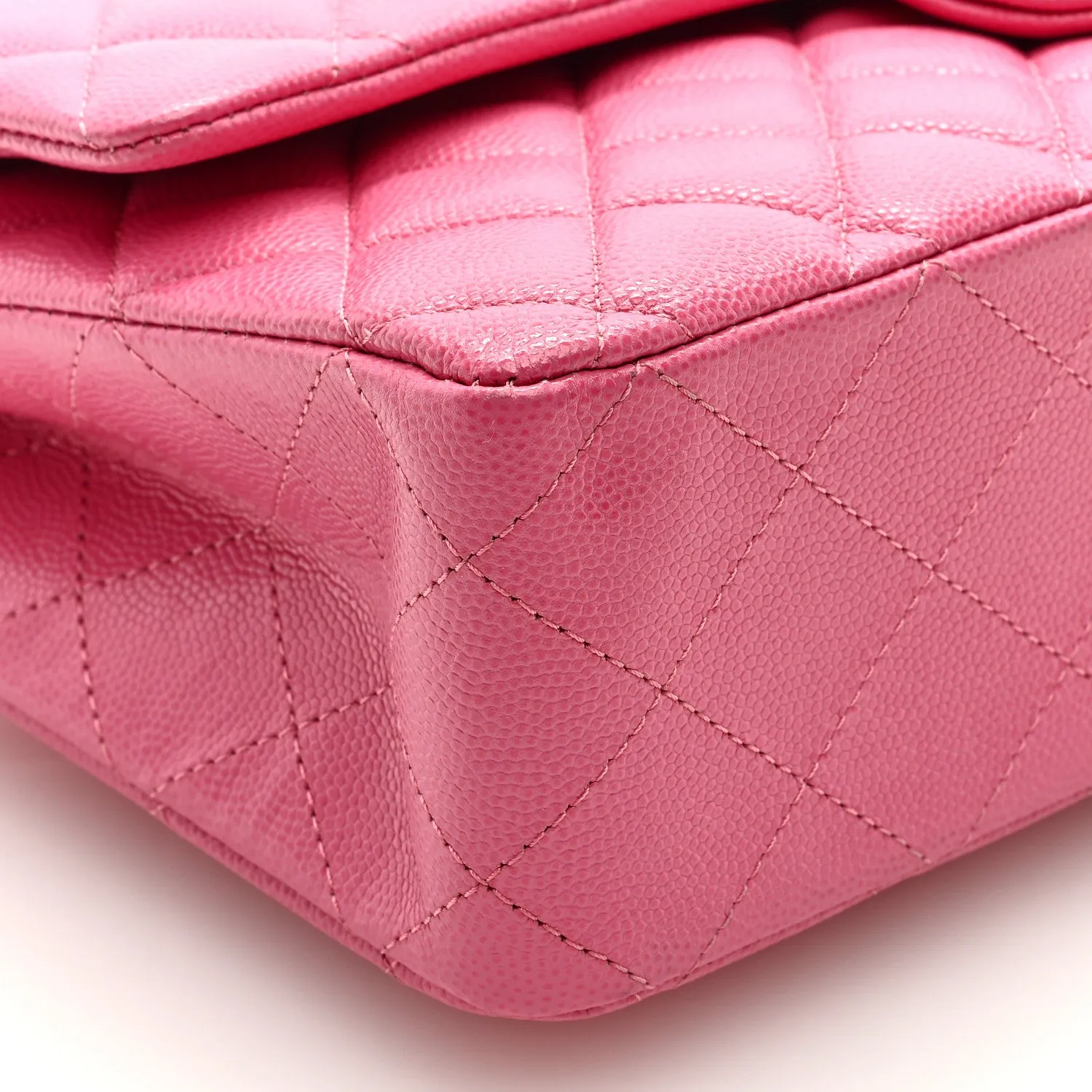 Caviar Quilted Medium Double Flap Pink