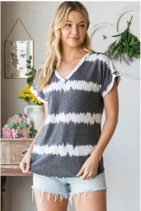 Charcoal/White Tie Dye Top - #6707-6712