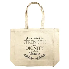 Christian For Her She Is Clothed in Strength and Dignity Proverbs 31.25 Addname Shopping Bag