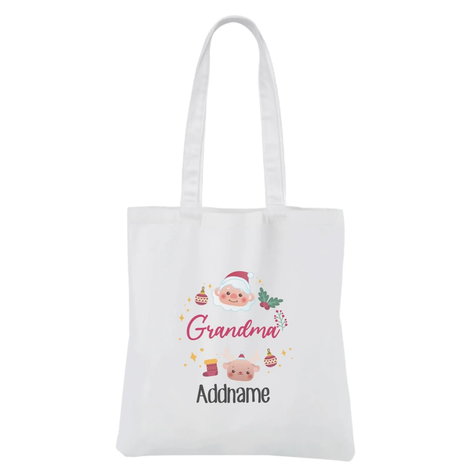 Christmas Cute Wreath Grandma White Canvas Bag