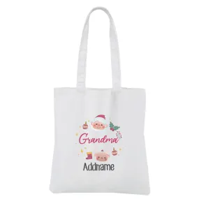 Christmas Cute Wreath Grandma White Canvas Bag