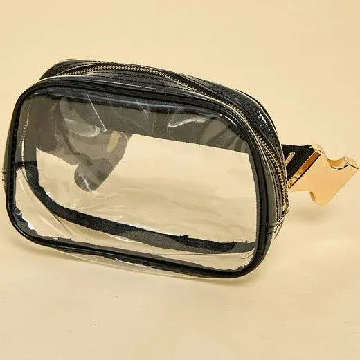 Clear Leather Trim Belt Bag