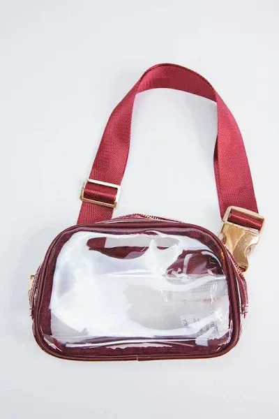 Clear Leather Trim Belt Bag