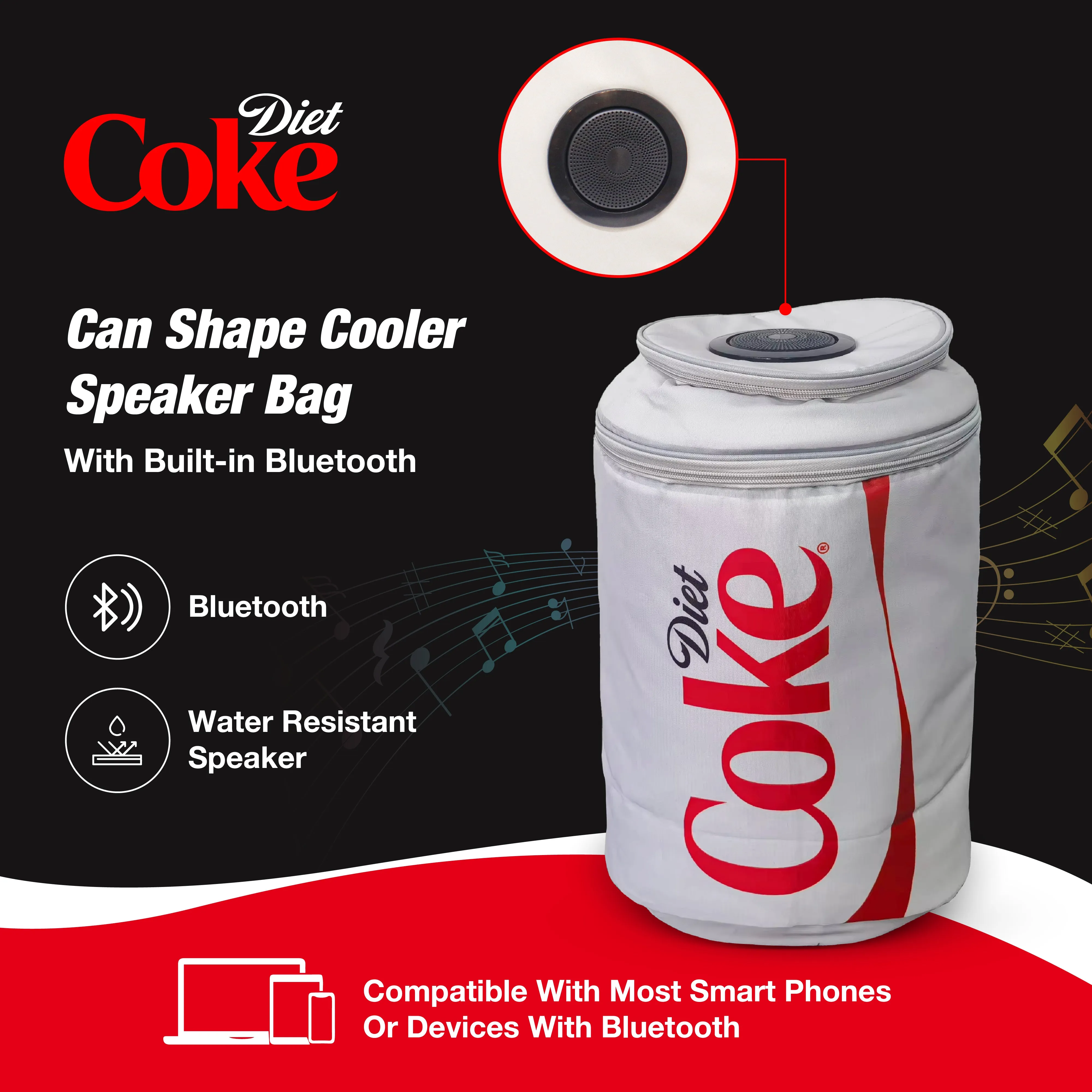 Coca-Cola/ Diet Coke Can Shaped Cooler Bag with Built-in Bluetooth Speakers