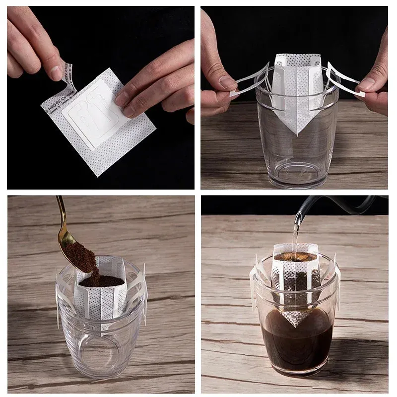 Convenient Disposable Drip Coffee Filter Bags -  20/50/100pcs Coffee Filter Paper Bags