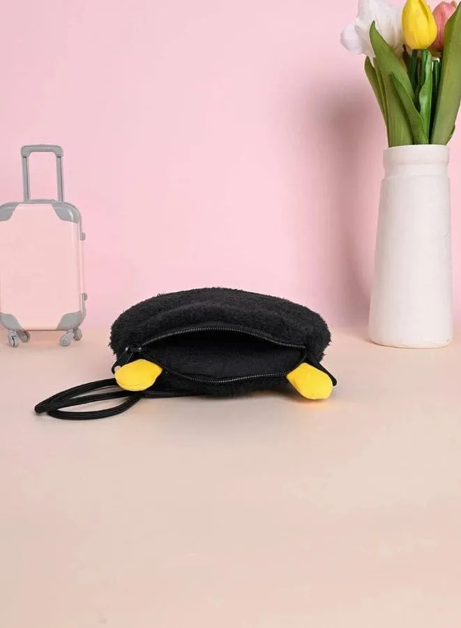 Cute Little Baby Plush Shoulder Bags For Girls, Plush Shoulder Bags with Strap for Kids Coin Purses Cute Princess Handbags Kids, Accessories for Girls, Black