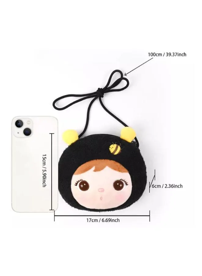 Cute Little Baby Plush Shoulder Bags For Girls, Plush Shoulder Bags with Strap for Kids Coin Purses Cute Princess Handbags Kids, Accessories for Girls, Black