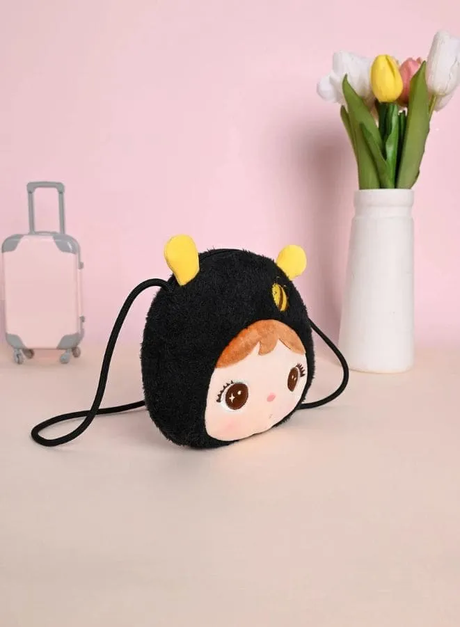 Cute Little Baby Plush Shoulder Bags For Girls, Plush Shoulder Bags with Strap for Kids Coin Purses Cute Princess Handbags Kids, Accessories for Girls, Black