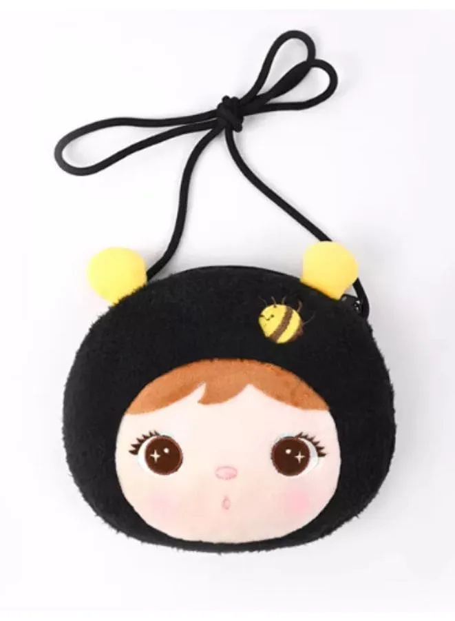 Cute Little Baby Plush Shoulder Bags For Girls, Plush Shoulder Bags with Strap for Kids Coin Purses Cute Princess Handbags Kids, Accessories for Girls, Black