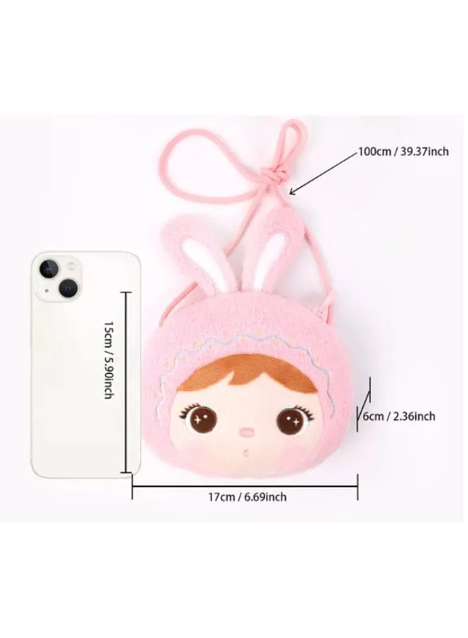 Cute Little Baby Plush Shoulder Bags For Girls, Plush Shoulder Bags with Strap for Kids Coin Purses Cute Princess Handbags Kids, Accessories for Girls, Pink