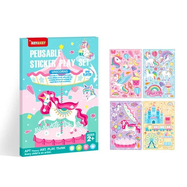 Cute Reusable Stickers Unicorn Place Book - 019