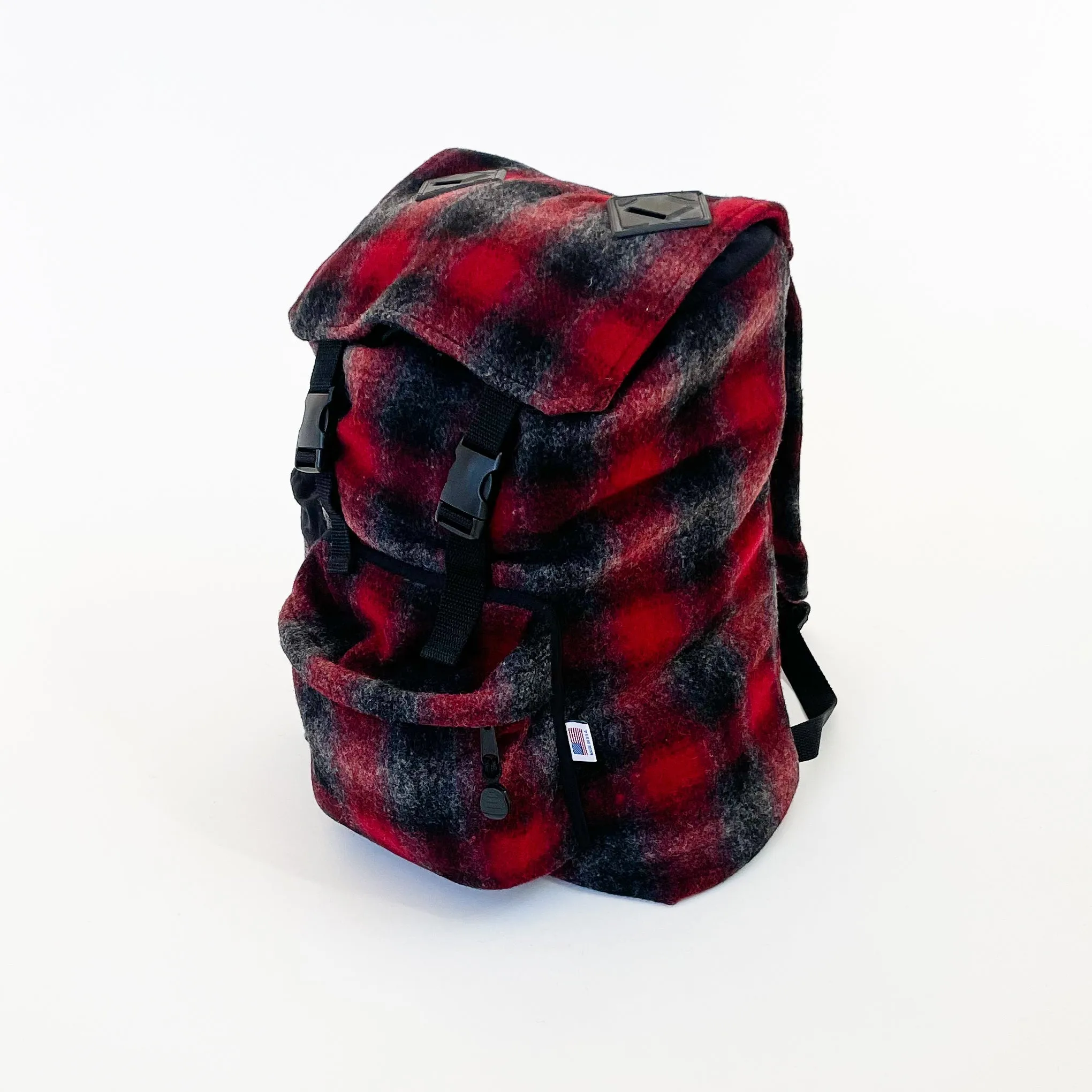 Day Pack - Red Black Gray Muted Plaid