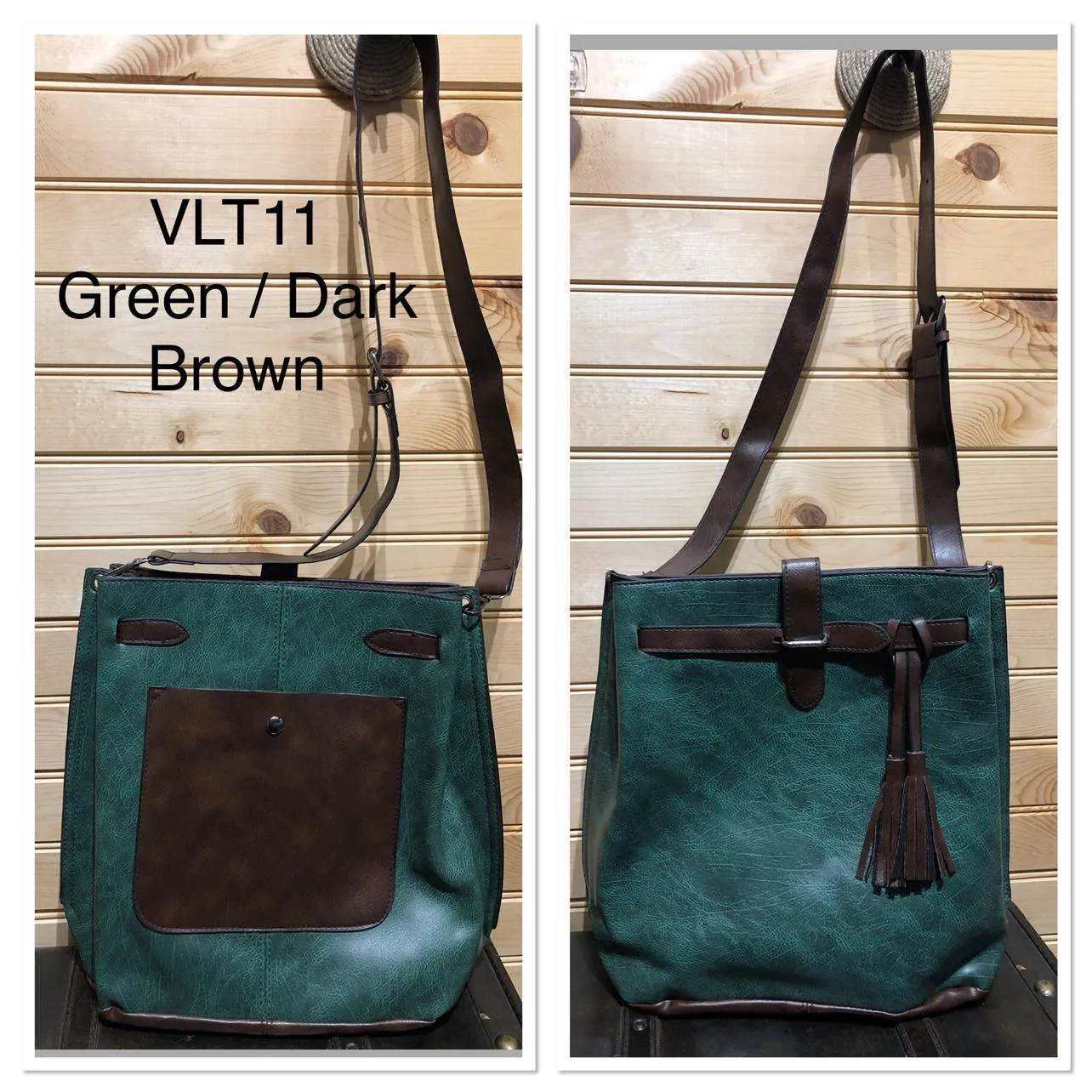 Duo Color Purse - Green / Dk Brown