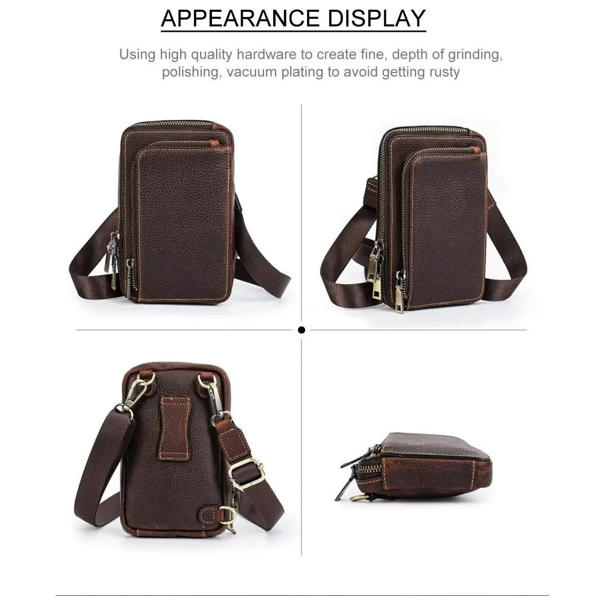 Elegant Crazy Horse Leather Men's Vintage Crossbody Bag