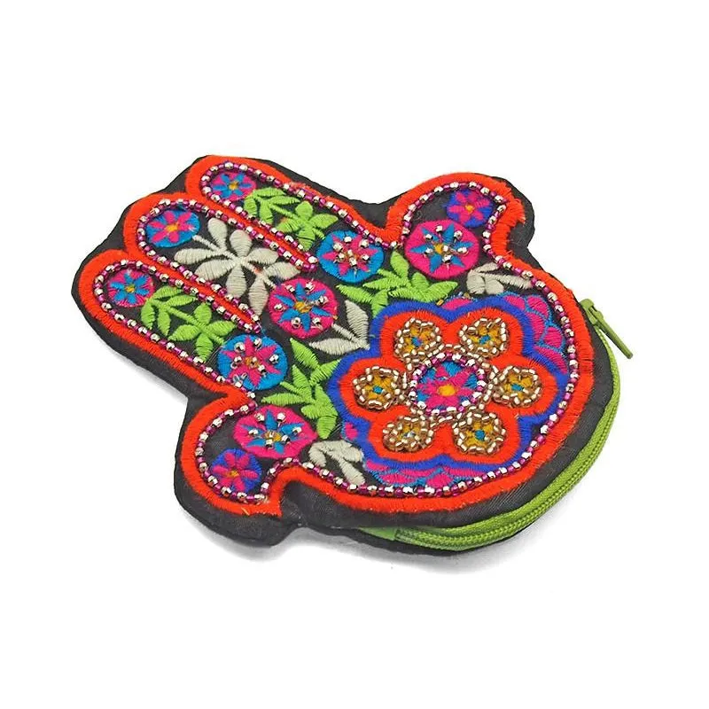 Embroidered Hamsa Coin Purse 2