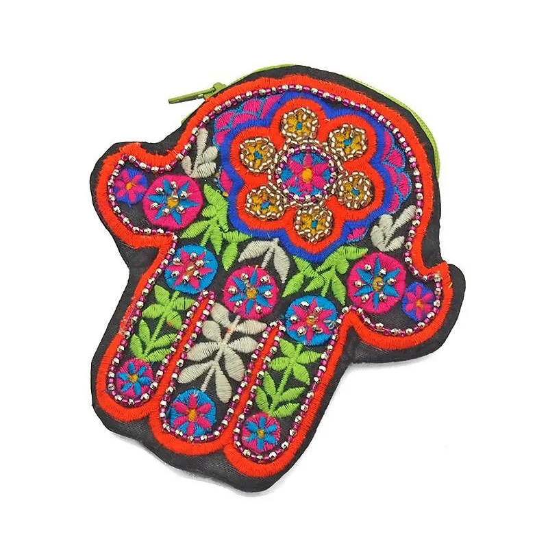 Embroidered Hamsa Coin Purse 2