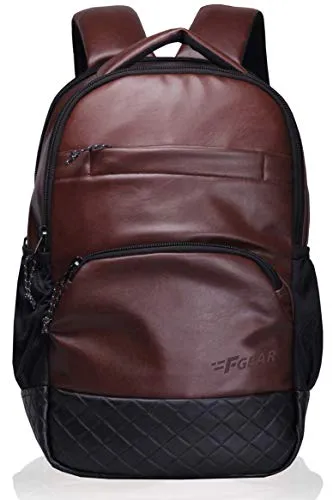 F Gear Luxur Brown 25L, Unisex Premium Business Laptop Backpack for Professionals School Travel, Water-Resistant, Fits 16 Inch Laptop, Padded Sleeve For Laptop Protection|Made in India|1 year warranty