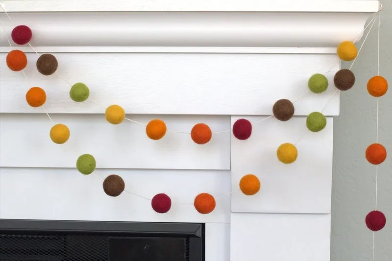 Fall Felt Ball Garland- Brown, Orange, Burgundy