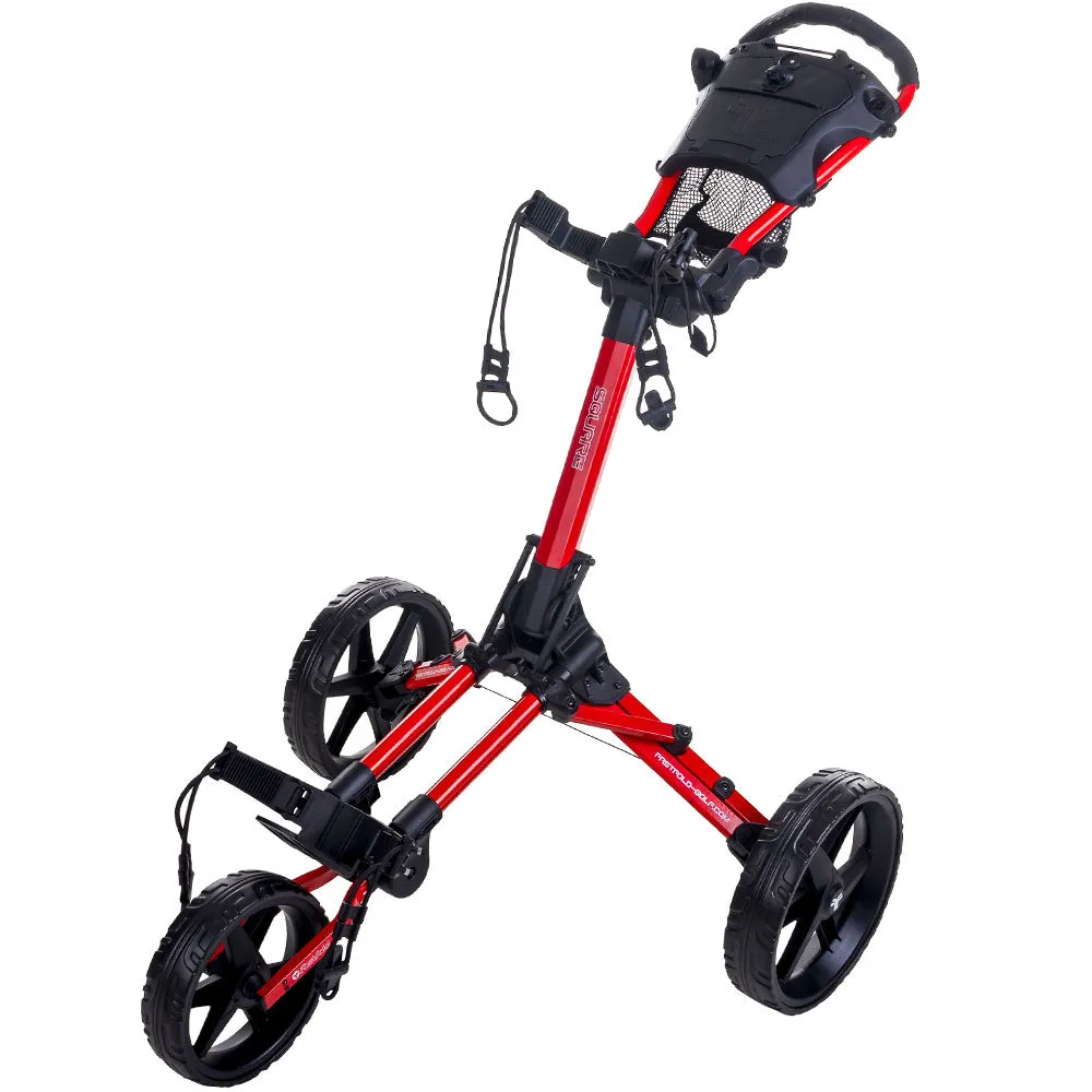 Fastfold Square 3-Wheel Push Trolley - Red/Black