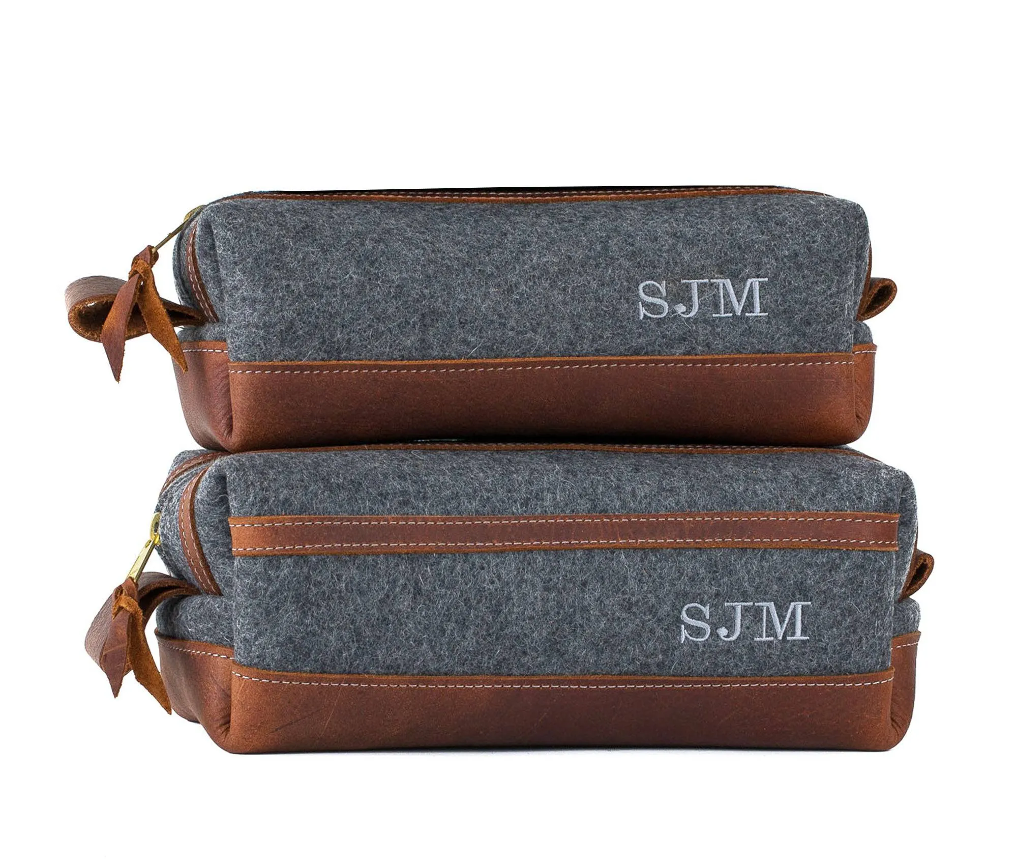 Felt & Leather Toiletry Bag