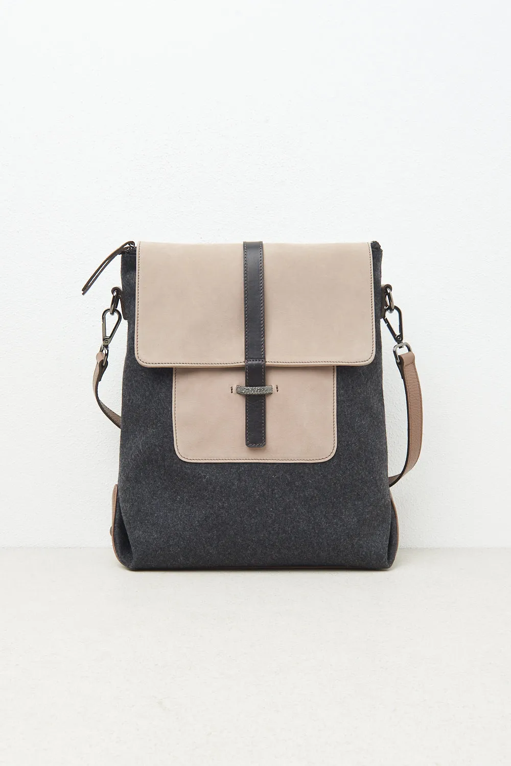 Felt, real leather and Punto Luce trim rucksack