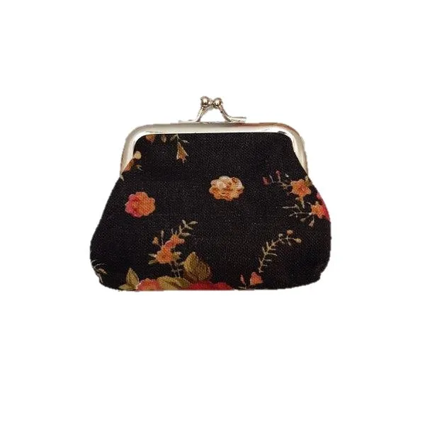 Floral Coin Purse - Black