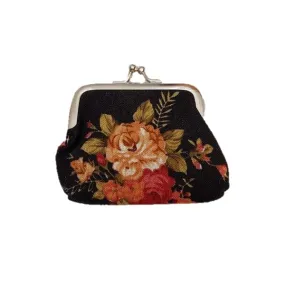 Floral Coin Purse - Black