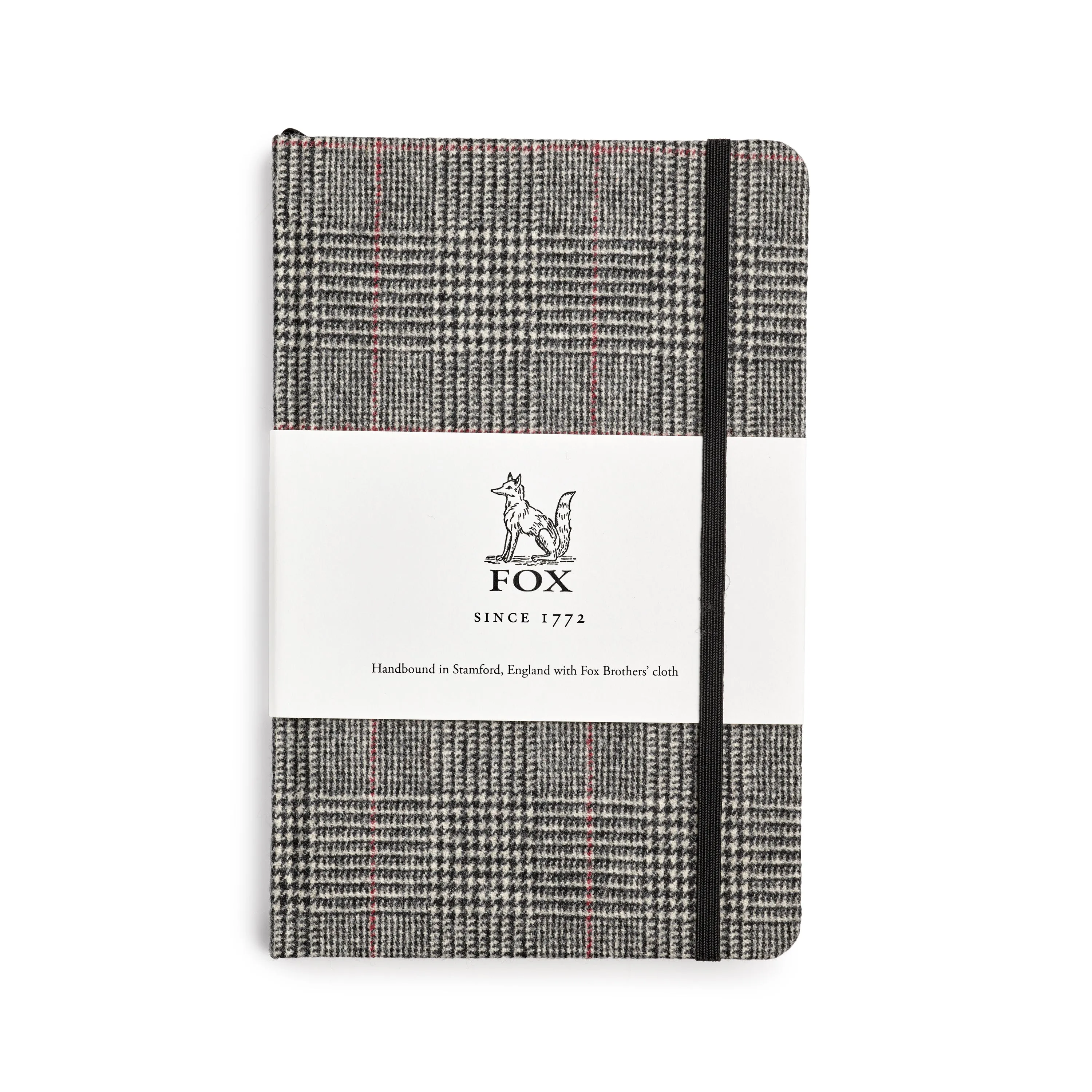 Fox Black Glen Check with Red Deco Medium Notebook