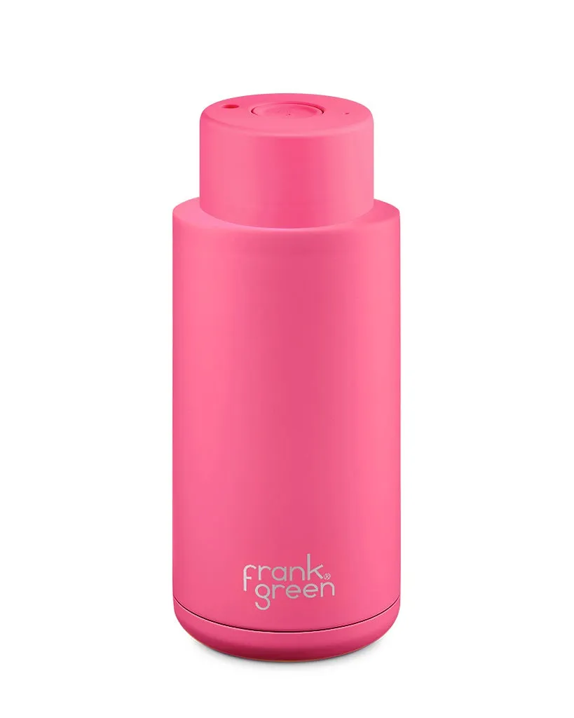 Frank Green Ceramic 34oz Push Button Bottle - Neon Pink