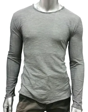 Frayed Silver Long Sleeve Crew Shirt