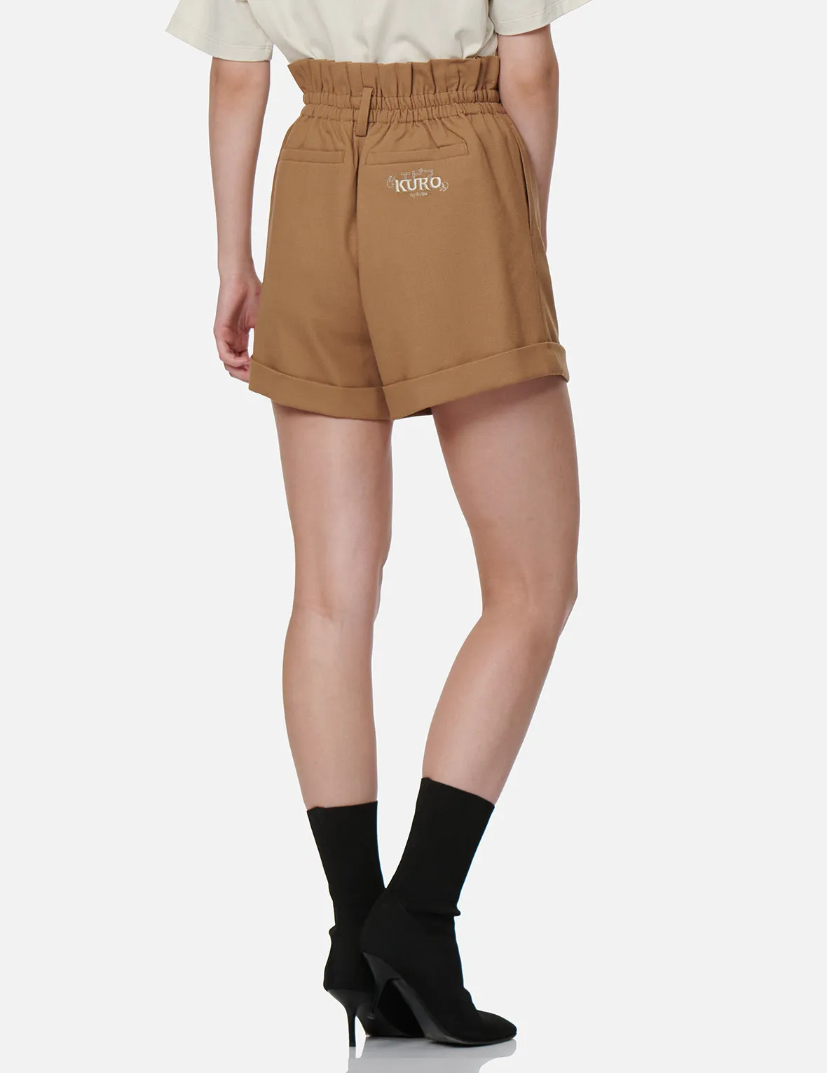 Front Pleat Paper Bag Shorts