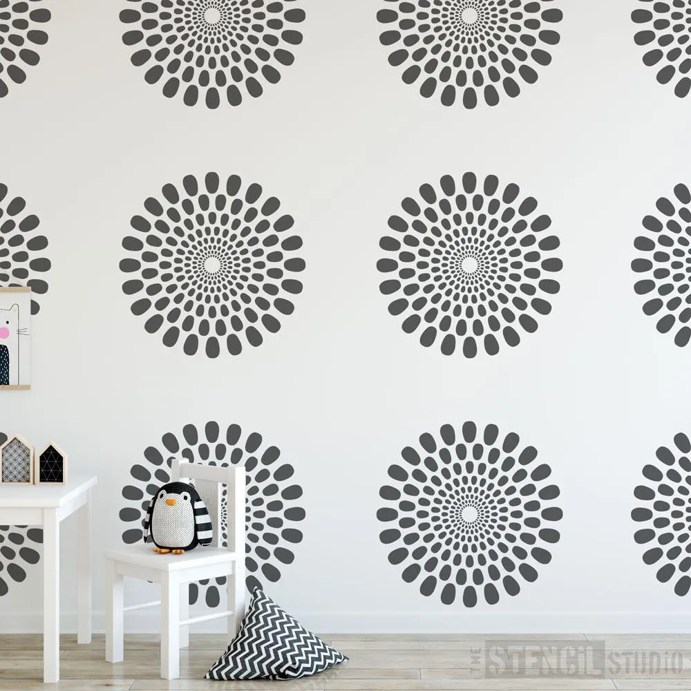 Geometric Modern Flower Large Reusable Wall Stencil