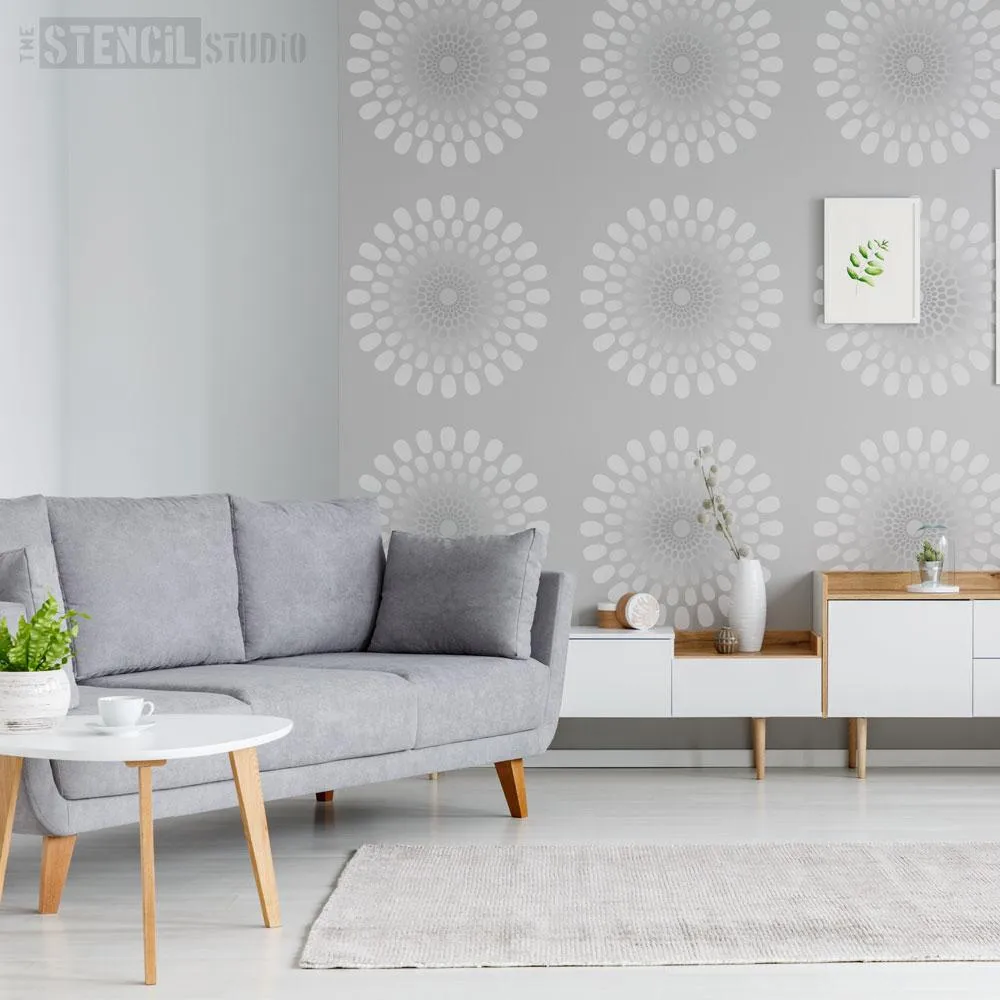 Geometric Modern Flower Large Reusable Wall Stencil