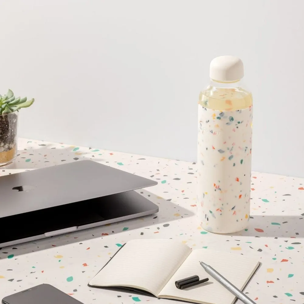 Glass Water Bottle: Cream Terrazzo