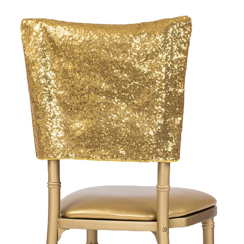 Glitz Sequin Chiavari Chair Cap 16"W x 14"L - Gold