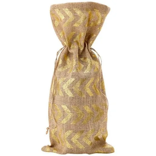 Gold Jute Wine Bag