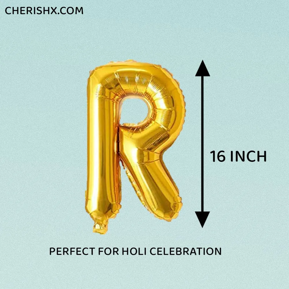 Golden Rang Barse Foil Balloon - Holi Decoration Items