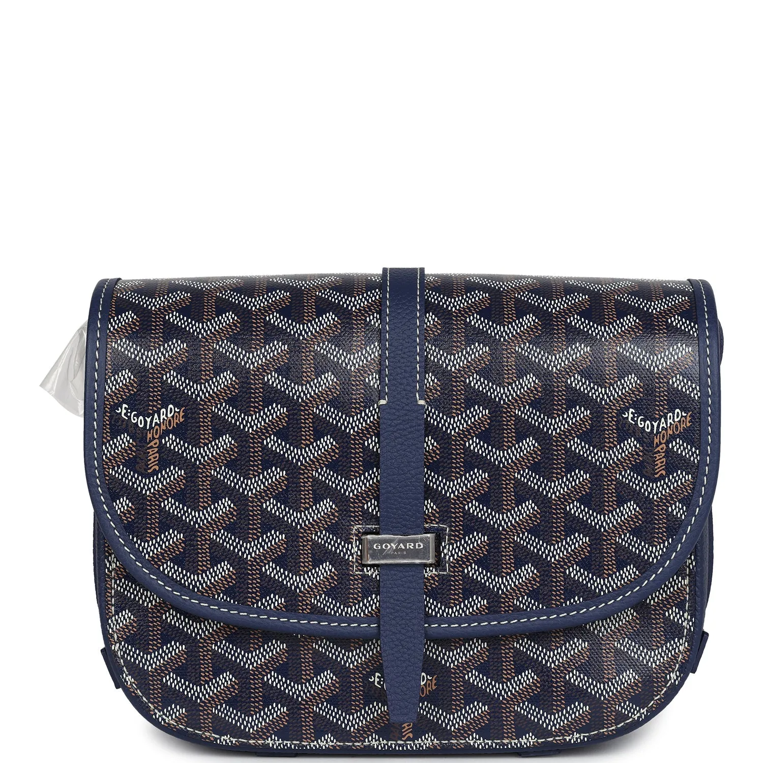 Goyard Goyardine Navy Belvedere PM Palladium Hardware