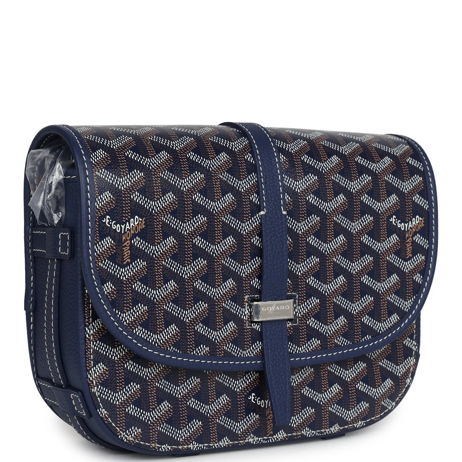 Goyard Goyardine Navy Belvedere PM Palladium Hardware