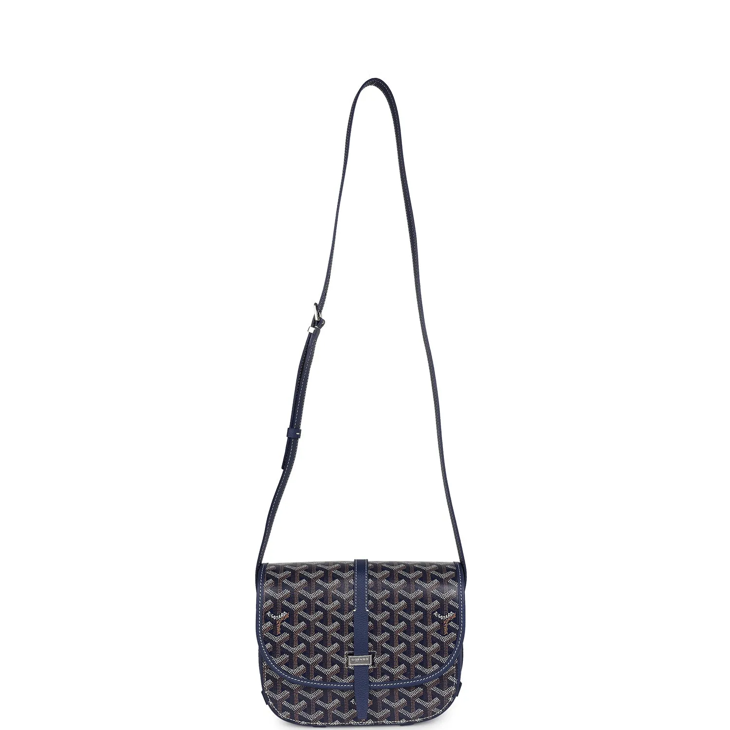 Goyard Goyardine Navy Belvedere PM Palladium Hardware