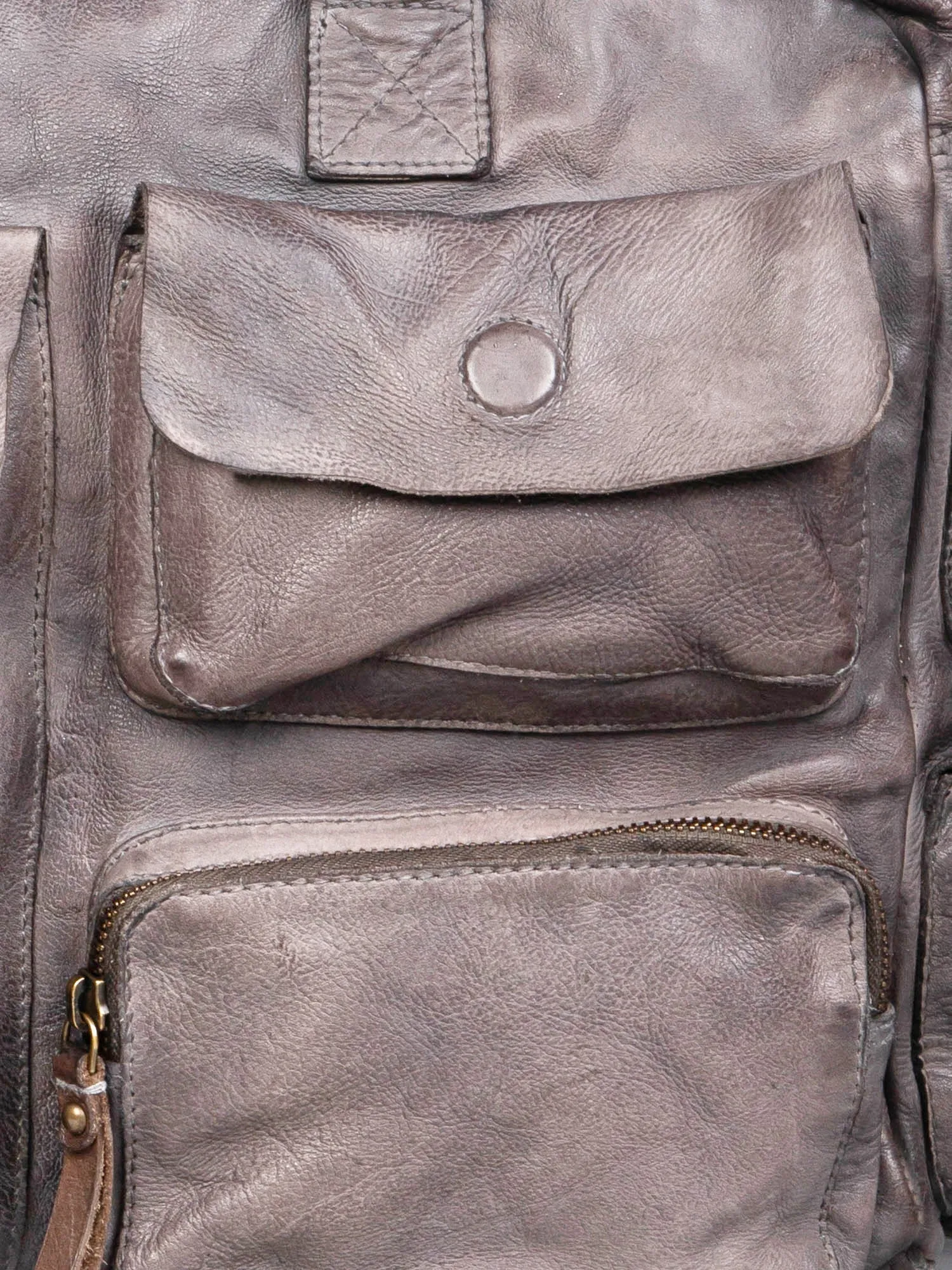 Grey Leather Laptop Bag