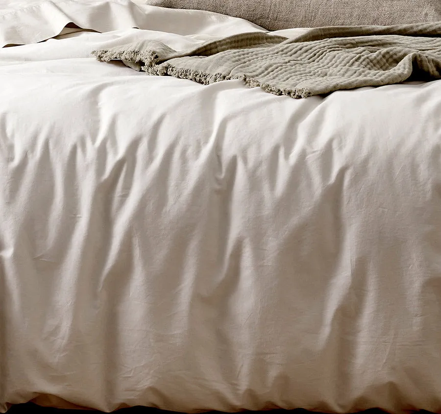 Halo Organic Cotton Quilt Cover Range White Sand