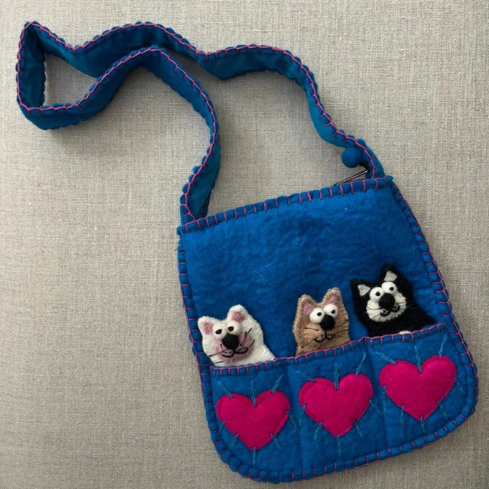 Handmade Puppet Bag - Cats - Fairtrade