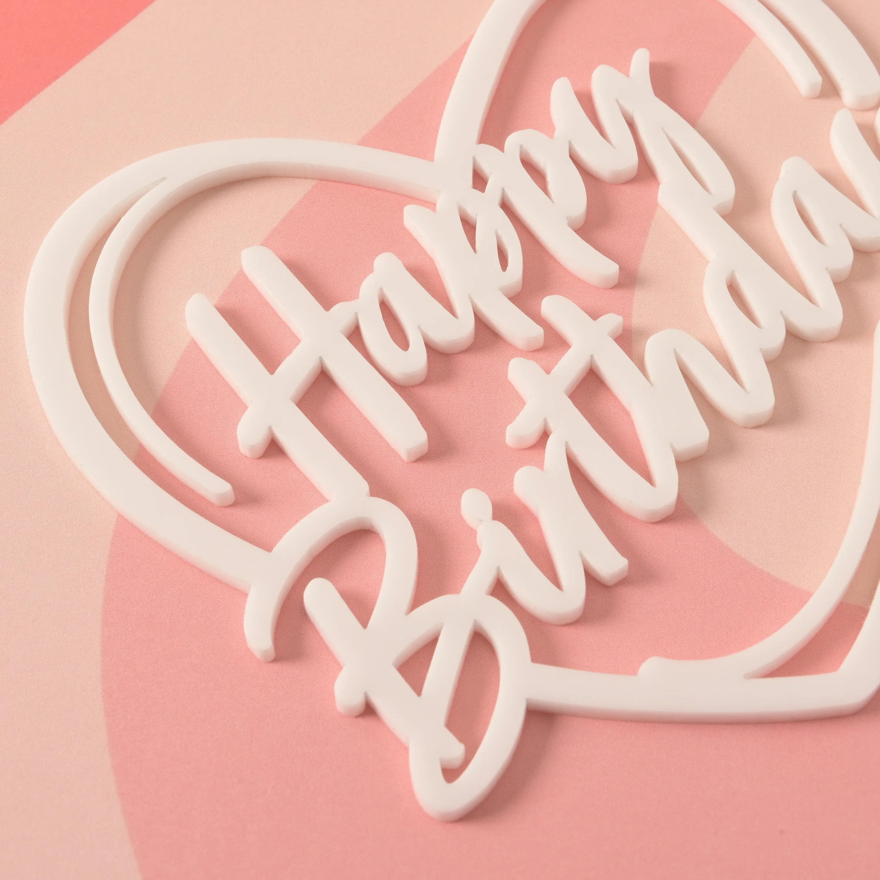 Happy Birthday Heart Cake Topper