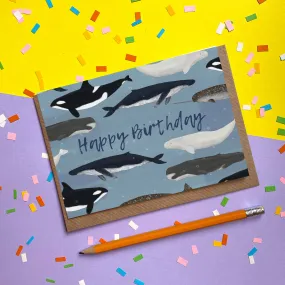 Happy Birthday Whales - Greetings Card