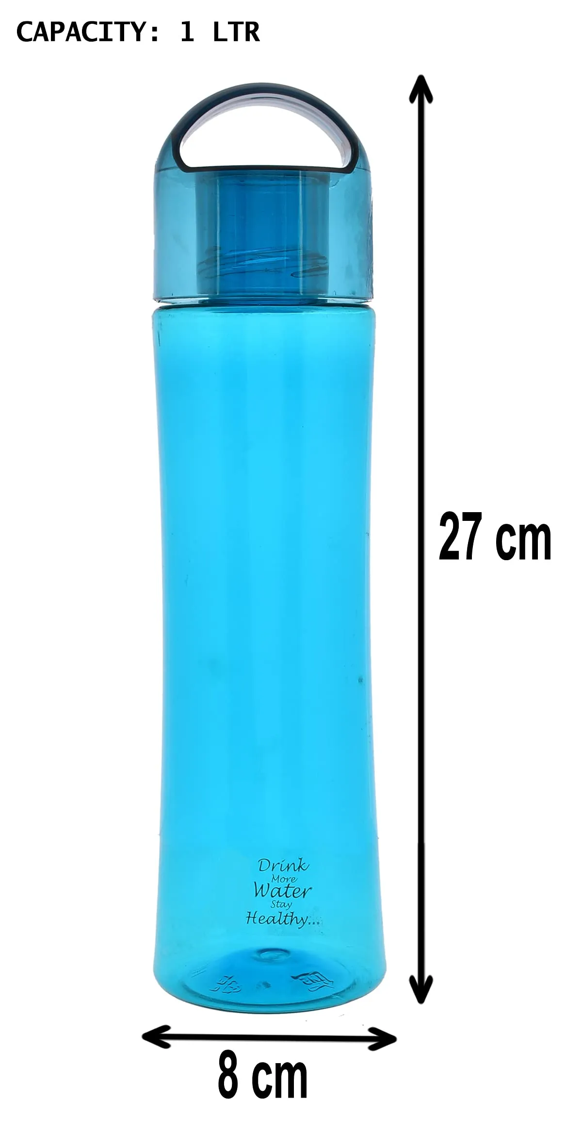 Heart Home Unbreakable BPA & Leak Free Plastic Water Bottle- 1 Litre, Pack of 6 (Blue)