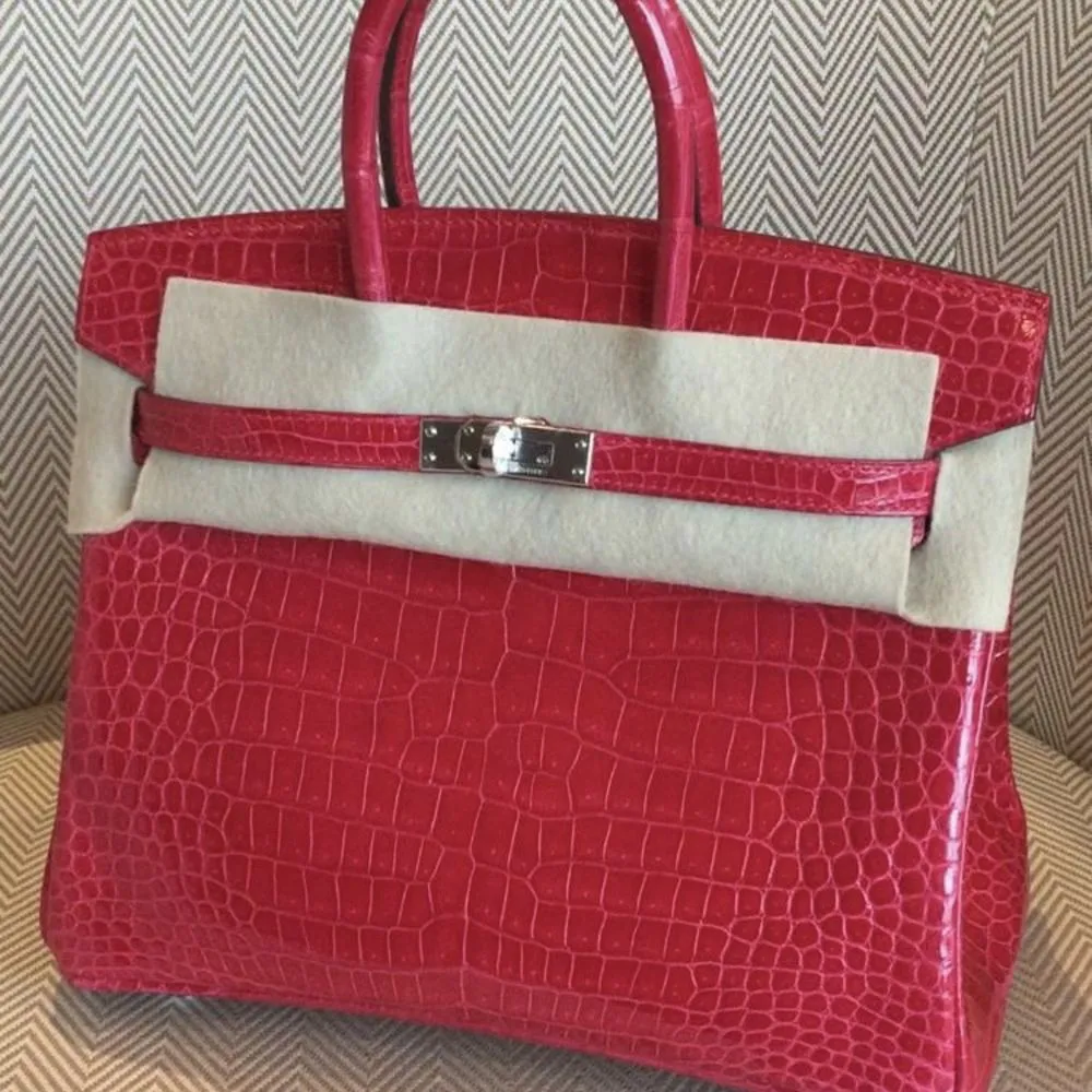 Hermès Birkin 25 Rose Extreme Crocodile Porosus Lisse Palladium Hardware PHW