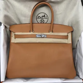 Hermès Birkin Limited Edition 35 Toffee/Marron Glace Toile Sea Surf Taurillon Novillo Palladium Hardware PHW