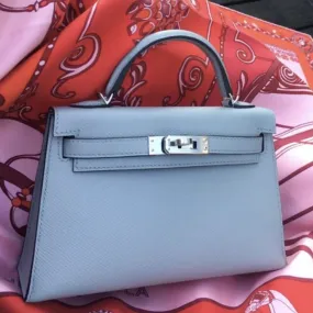 Hermès Kelly 20 Bleu Glacier Sellier Epsom Palladium Hardware PHW